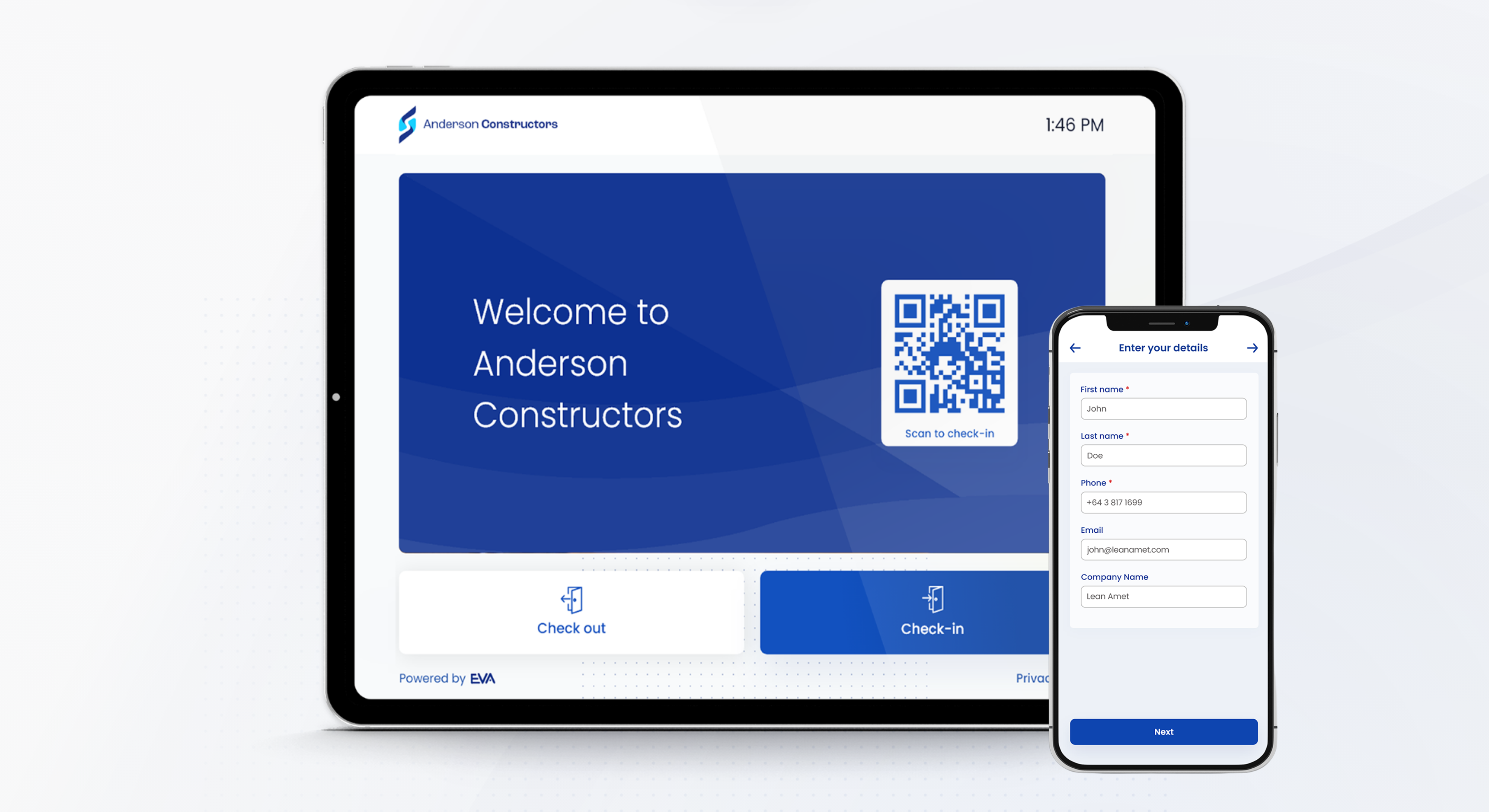 screenshot of EVA Check-in